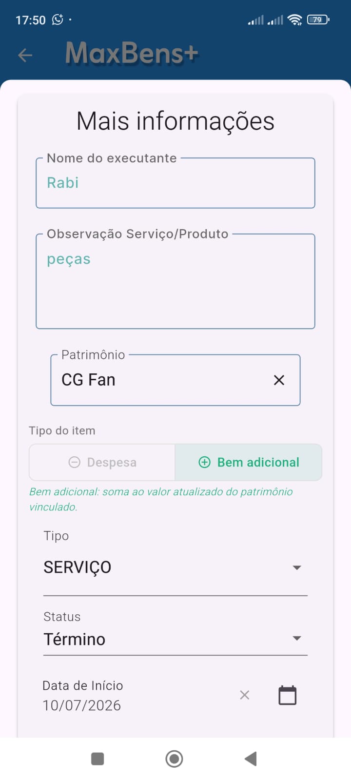 Mais Informações e Regras do Item