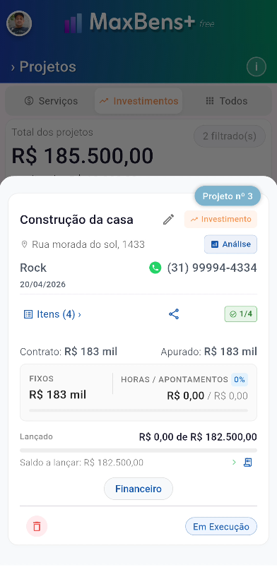 Cadastro de Projetos