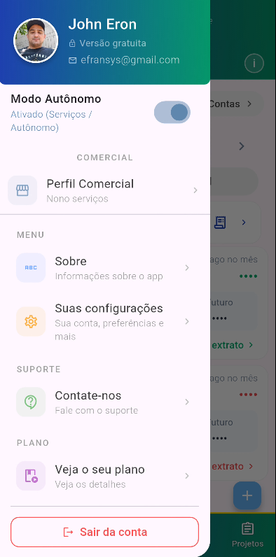 Modo Autônomo e Perfil Comercial