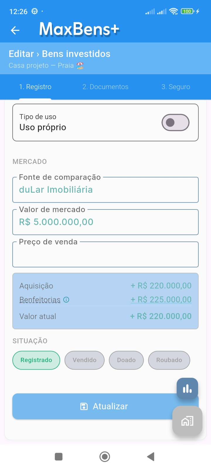Situação e Cadastro de Bem