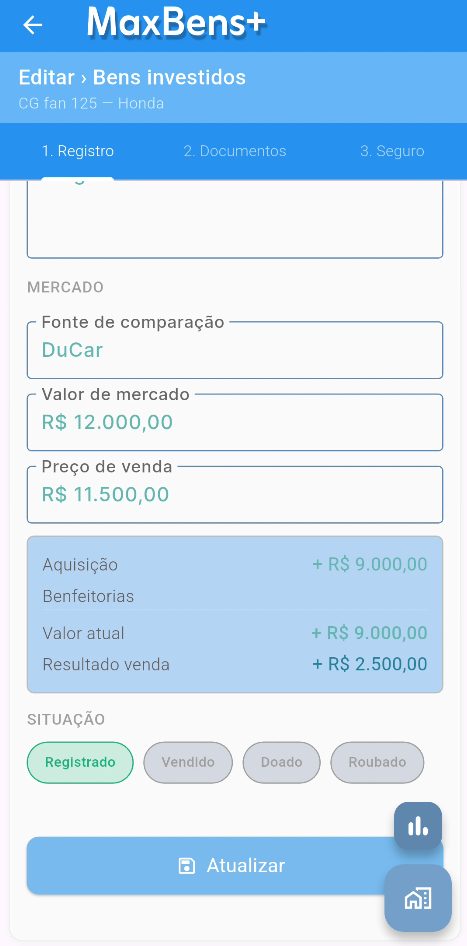 Status e Registro de Ativos